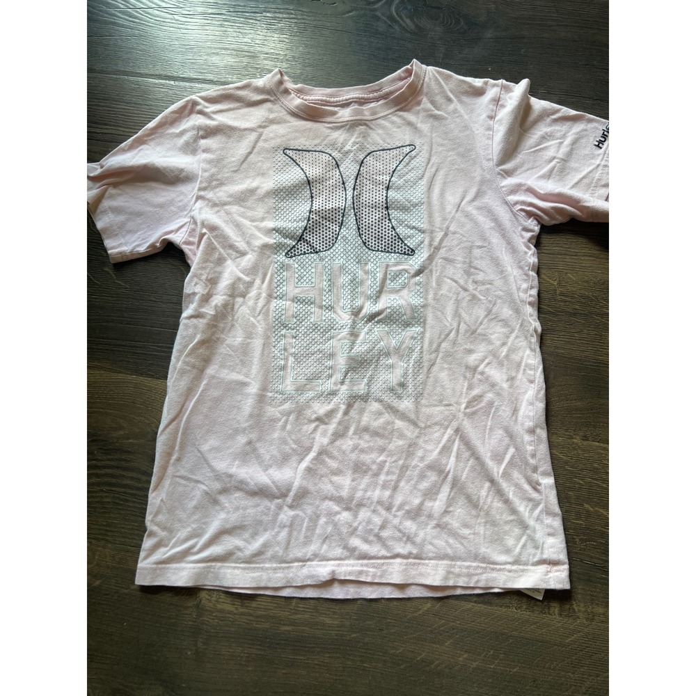 Hurley Boys Graphic T-Shirt Light Pink XL 13-15 Years Logo Short Sleeve Tee